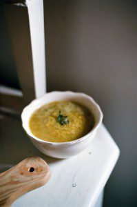 Red lentil and mint soup